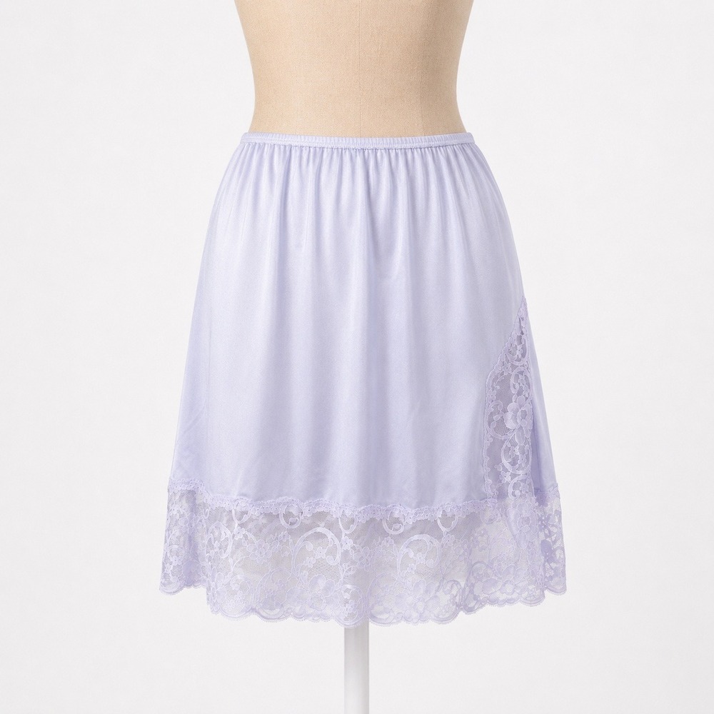 Vintage 80s Lace Satin Half Slip Skirt Size S Purple Lingerie Fairy Coquette